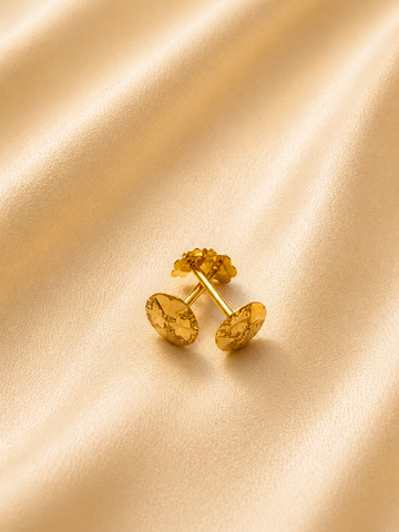 Geometric Disk Stud Earrings | Minimalist Diamond-Cut Coin Studs