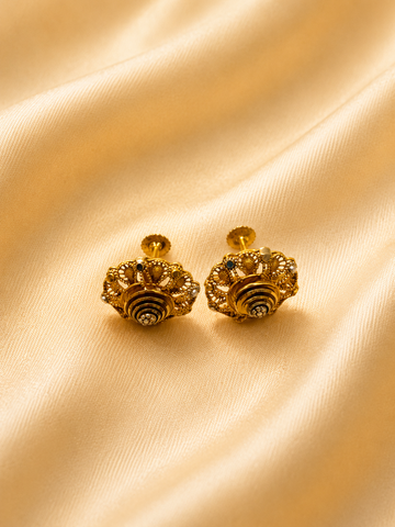 Solid Gold Minimalist Starburst Stud Earrings | Tiny Textured Flower Post Earrings
