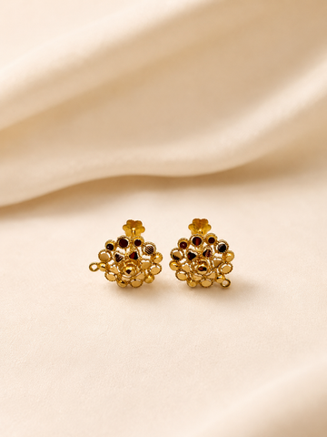 Artisanal Gold Mandala Rosette Studs – Vintage Filigree Earrings