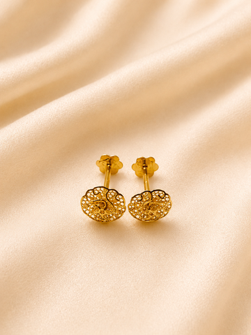 Filigree Wheel Stud Earrings – Intricate Lace Design