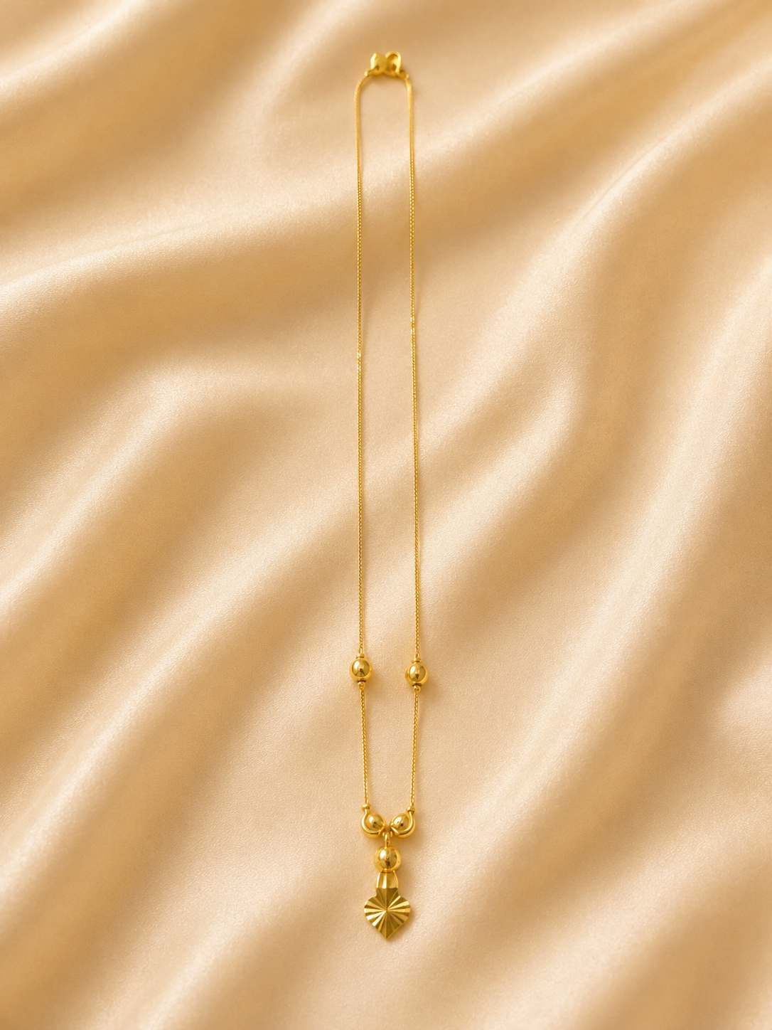 Heart Pendant Necklace – Minimalist Gold Beaded Chain Necklace for Women