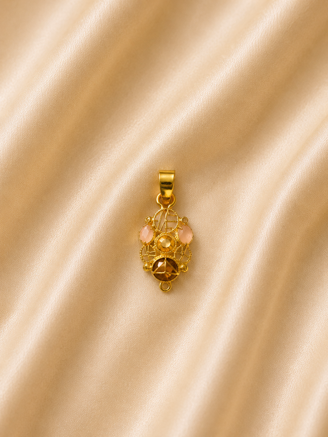 Filigree Marquise Pendant – Vintage Multi-Gemstone Accent Charm