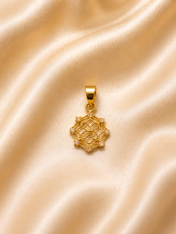 Luxury Gold Octagonal Filigree Pendant – Geometric Lace Starburst Charm