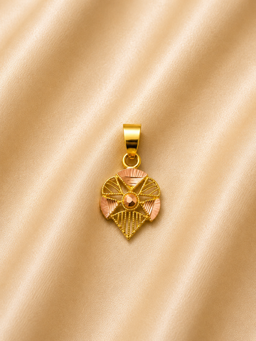 Art Deco Rose Gold Accent Shield Pendant | Abstract Diamond-Cut Charm