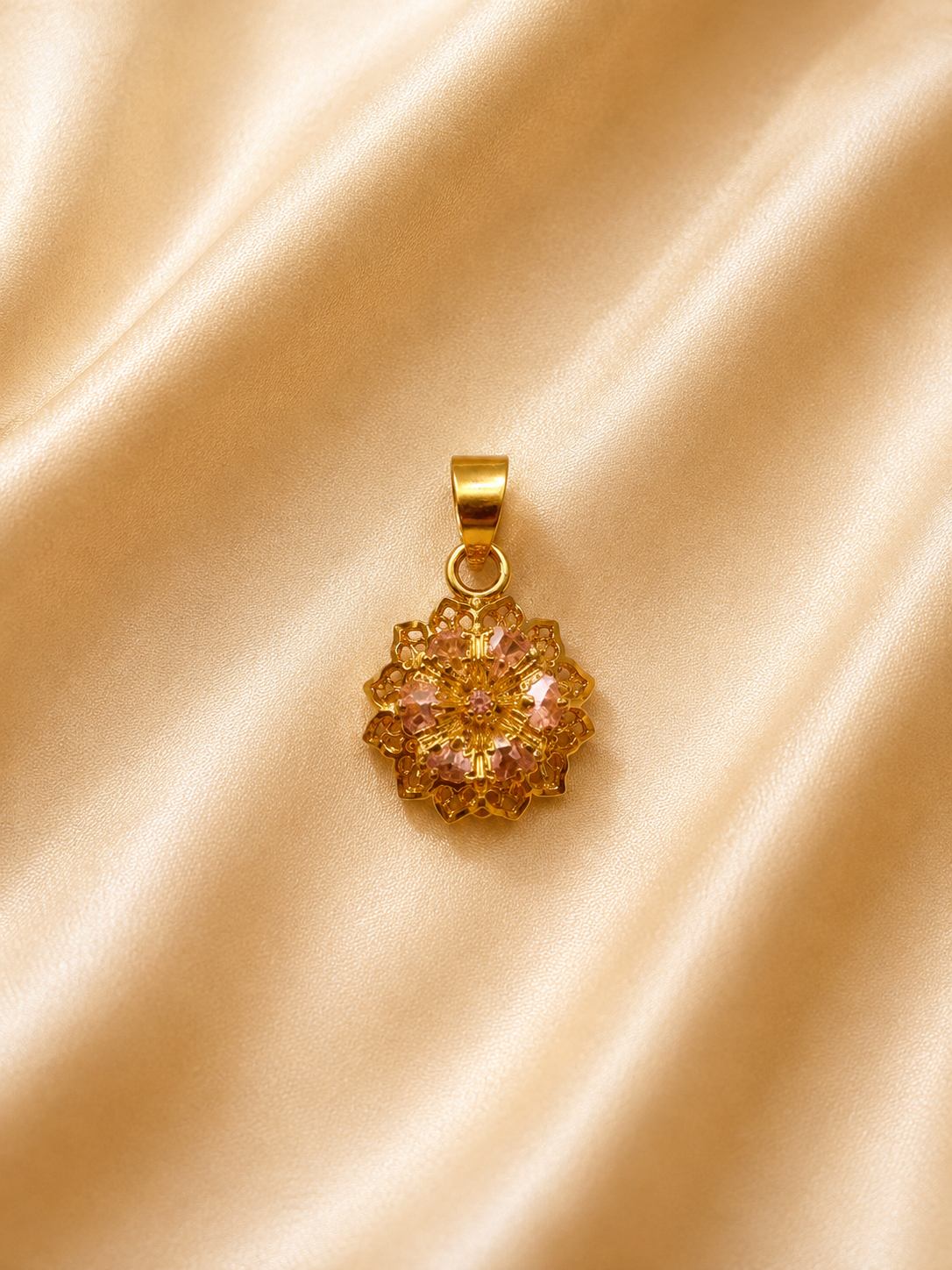 Regal Tiara Blossom Pendant – Crown Filigree Rose-Gold Medallion