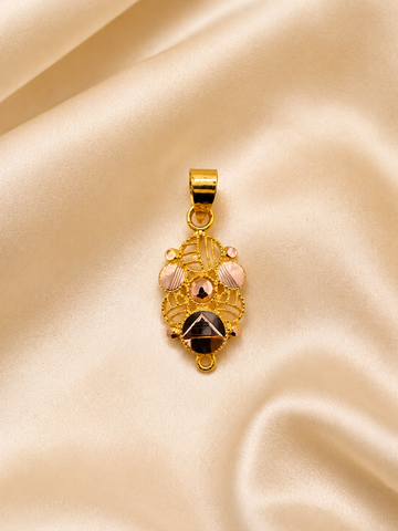 Abstract Tri-Color Geometric Pendant | Modernist Gold & Rose Charm