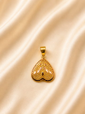 Luxury Gold Lace Filigree Heart Pendant – Romantic Two-Tone Cutout Charm