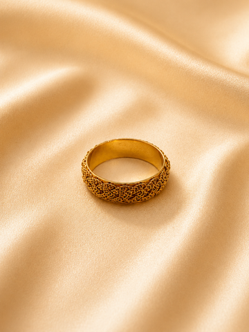 Timeless Textured Interlocking Gold Ring