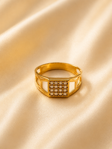 Architectural Grid Crystal Statement Ring