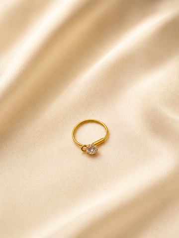 Solitaire Zircon Dangle Gold Hoop | Sparkling Crystal Nose Ring & Ear Jewelry