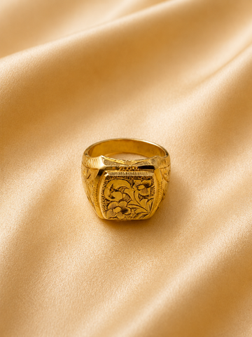 Heirloom Botanical Textured Gold Statement Ring