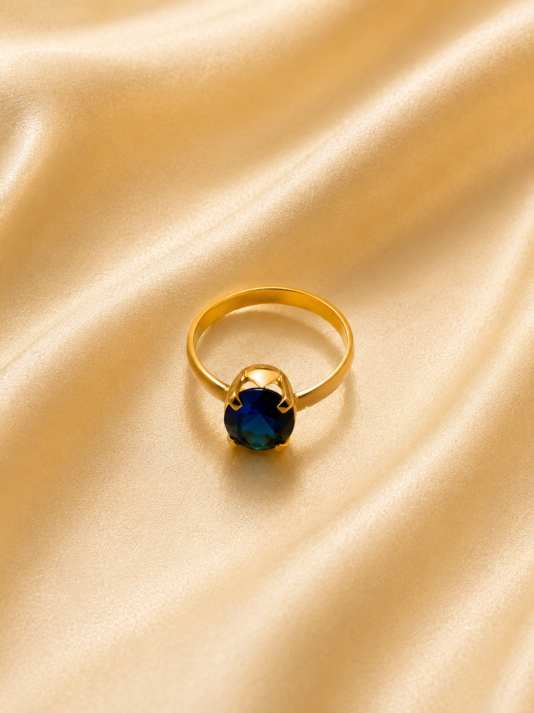 Aura Oval Deep Blue Gemstone Ring in 18K Gold Plated Luxury