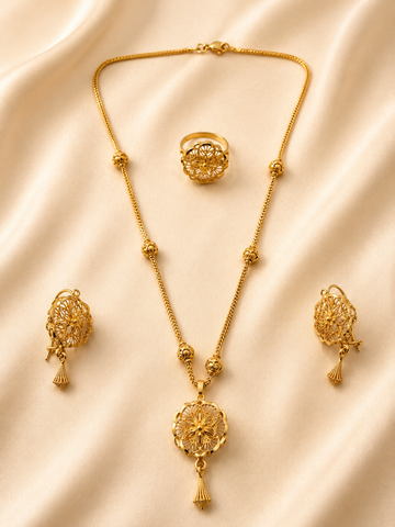 Zahra Intricate Mandala Gold Jewelry Set